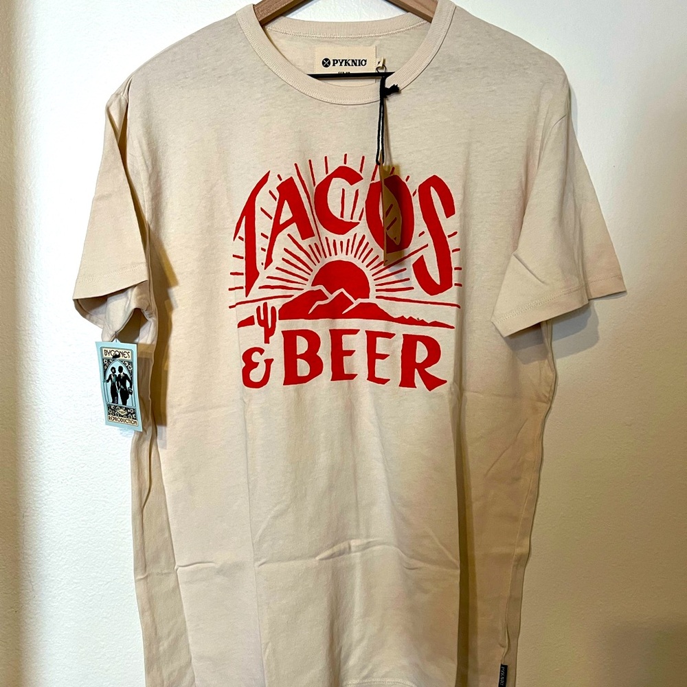 Men’s T-shirt tacos and beer new w/ tag, size M
